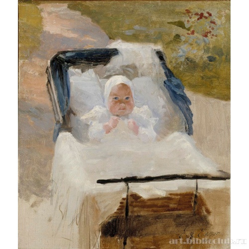 Сын художника Эрик в своей коляске