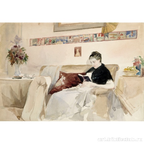 Жена художника читает на диване