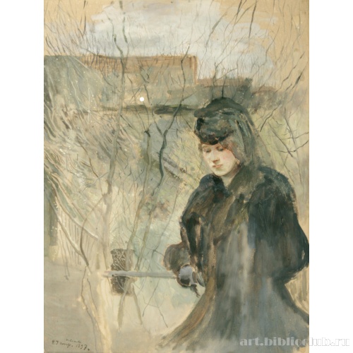 Дама с весенним пейзажем