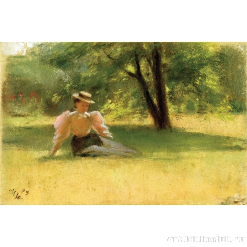 Дама в шляпе на траве