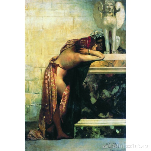 Две фигуры у статуи сфинкса