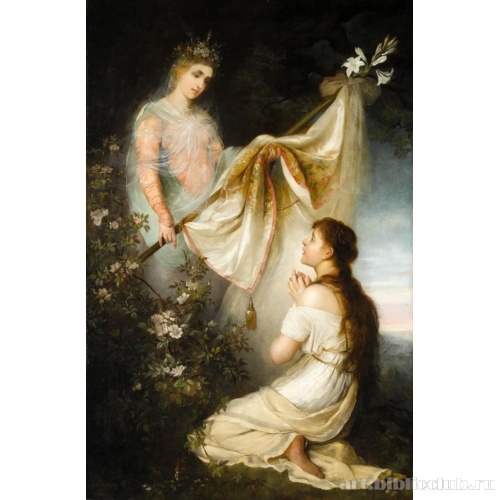 Жанна д'Арк на коленях перед ангелом