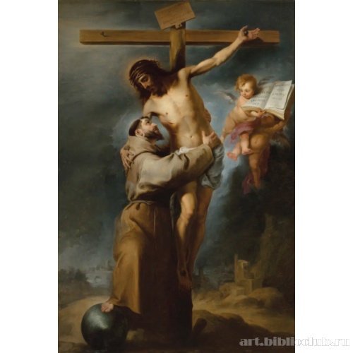 Святой Франциск обнимает Христа на кресте