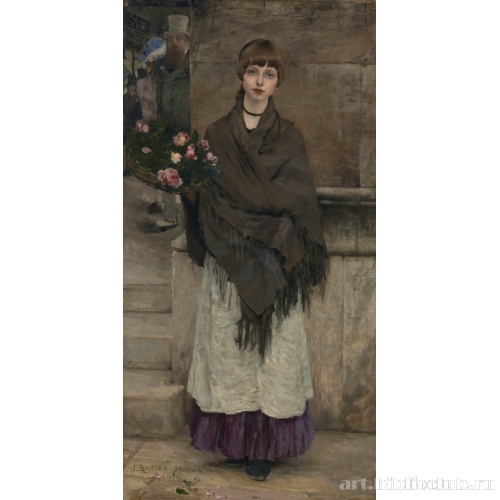 Девушка с корзиной цветов