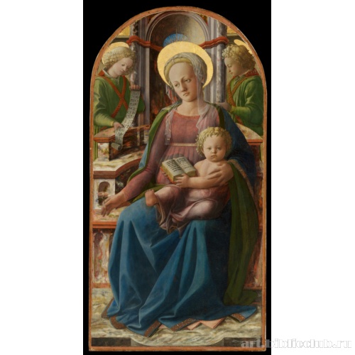 Мадонна с младенцем на троне с двумя ангелами