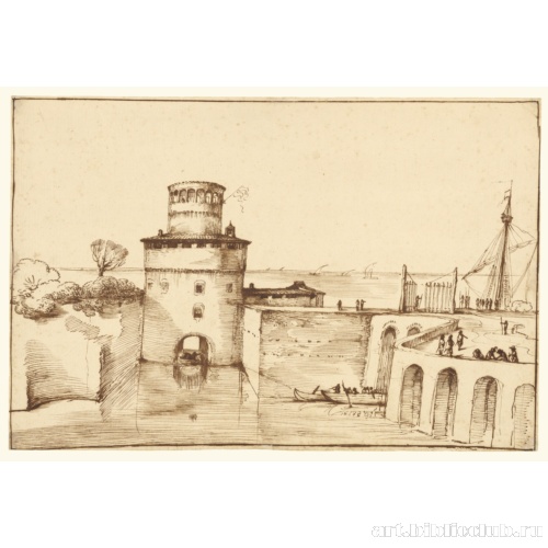 Пейзаж с видом на укрепленный порт