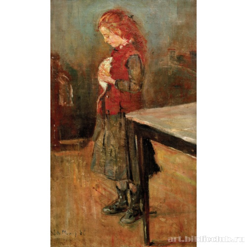 Рыжеволосая девочка с белой крысой