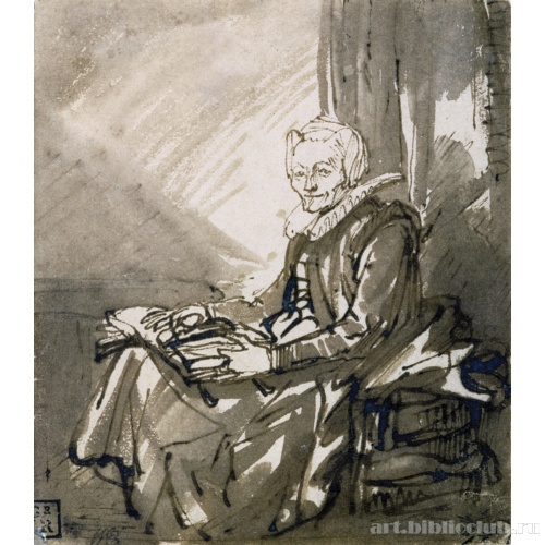 Сидящая женщина с открытой книгой на коленях