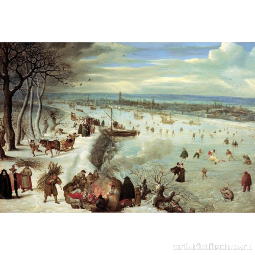 Вид на Антверпен зимой