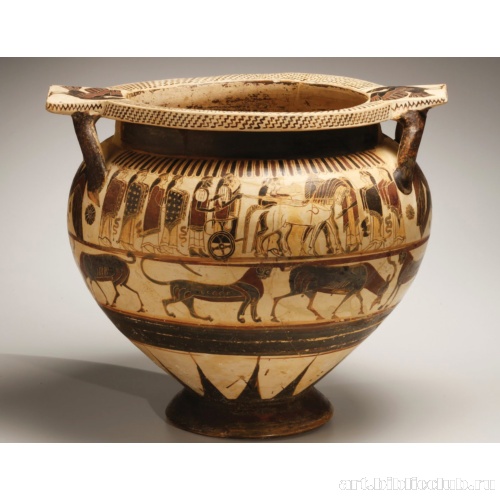 Кратер-келеба со сценами охоты на вепря и свадебного шествия