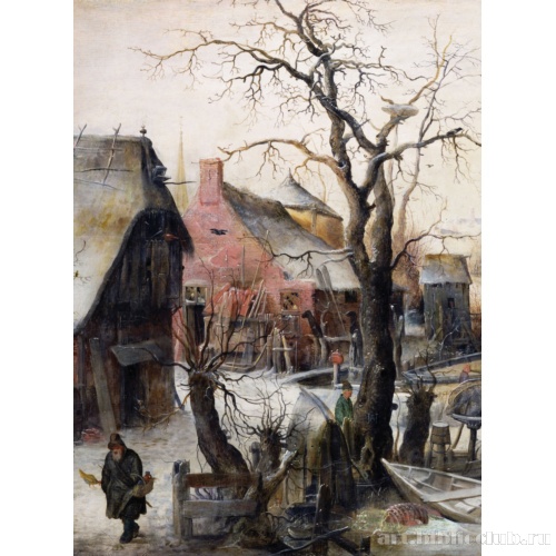 Зимняя сцена на канале. Фрагмент