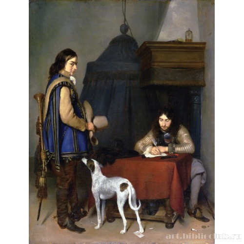 Офицер, пишущий письмо, с тромбонистом