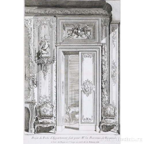 Гравюра «Дверь в апартаменты баронессы де Бесенваль»