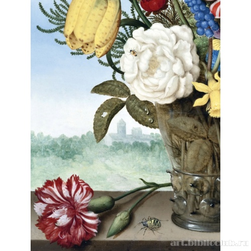 Букет цветов на подоконнике. Фрагмент