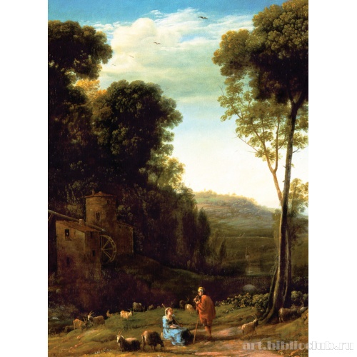 Пасторальный пейзаж с мельницей. Фрагмент