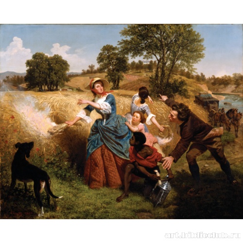 Миссис Шайлер сжигает свои поля пшеницы при подходе британских войск