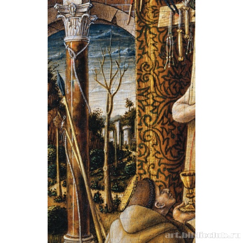 Святой Франциск, собирающий кровь Христа. Фрагмент