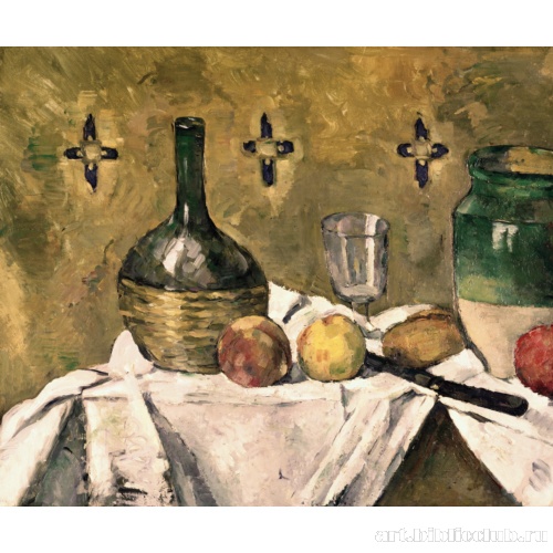 Натюрморт с бутылкой, стаканом и зеленым кувшином