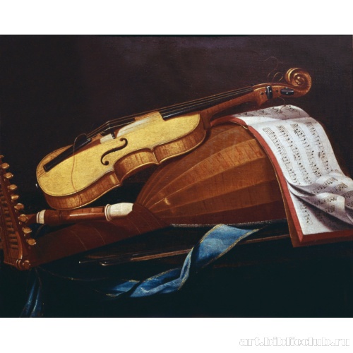 Натюрморт с музыкальными инструментами и нотной тетрадью