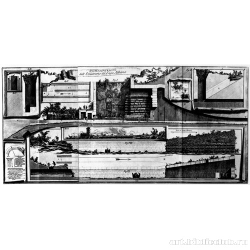 Описание и изображение сооружения для отвода вод озера Альбано