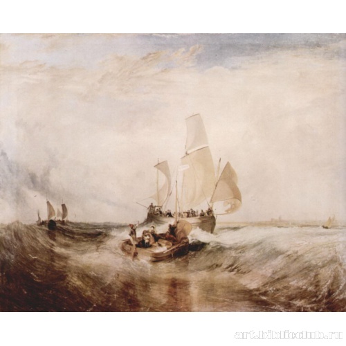 Теперь уже не сам художник, а пассажиры поднимаются на борт