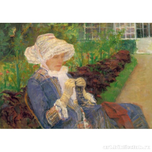 Лидия вяжет в саду в Марли