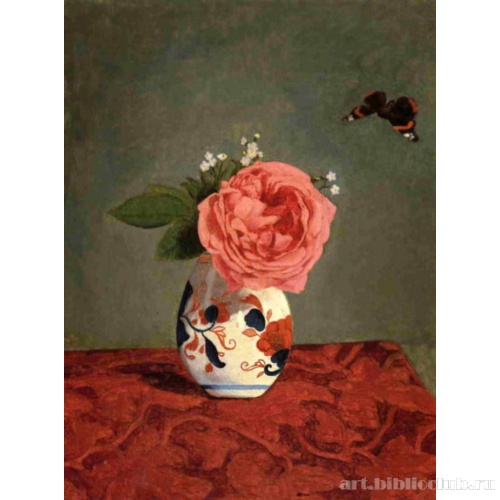 Роза и синие незабудки в вазе