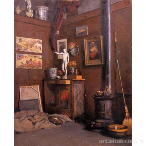 Интерьер мастерской с печью