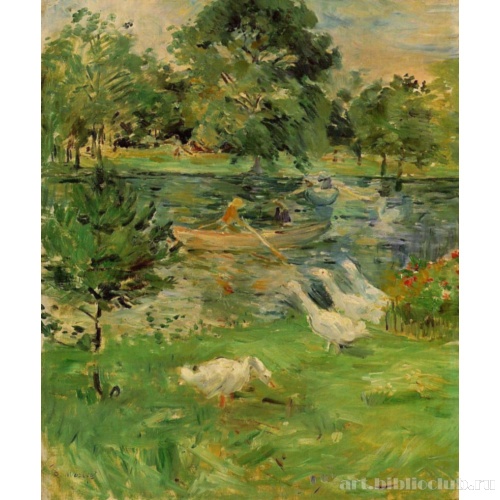 Девочка в лодке, с гусями