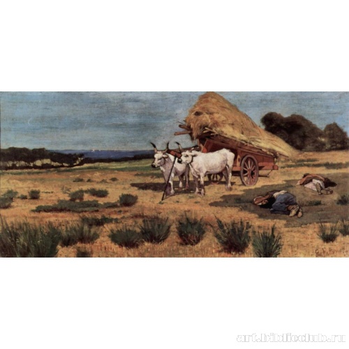 Отдых в Маремме. Крестьяне и  запряжённые в упряжку волы