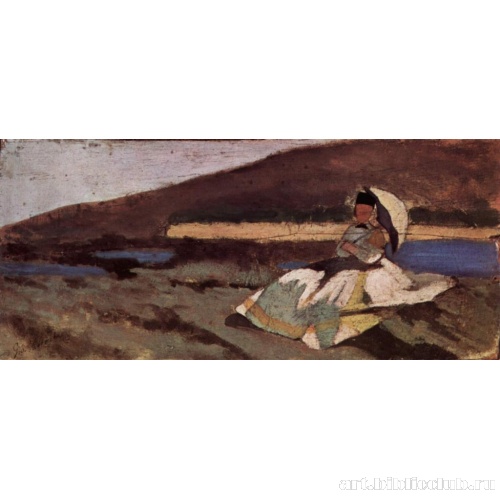 Дама, сидящая на свежем воздухе