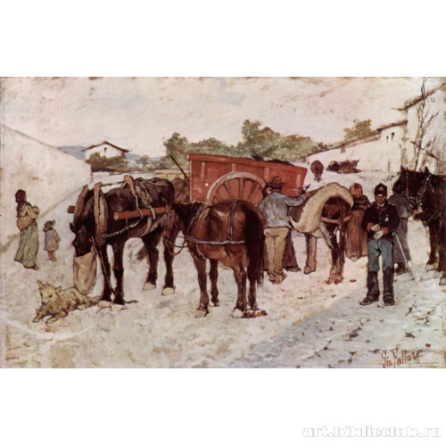 Солдаты и крестьяне на деревенской улице