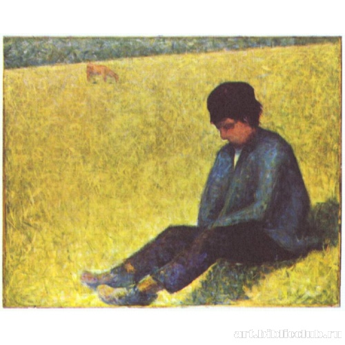 Мальчик, сидящий на лугу