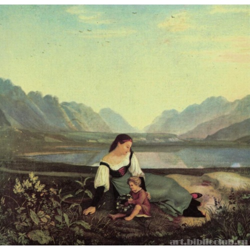 Мать и дитя на лугу. Долина Инна близ Халля