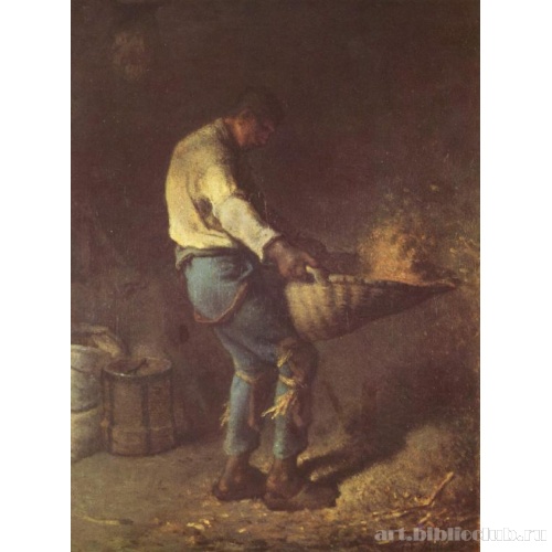 Мужчина, просеивающий зерно