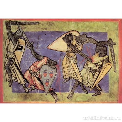 Две пары сражающихся рыцарей