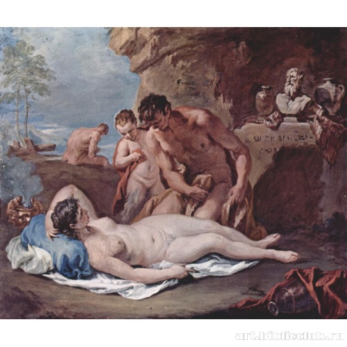 Спящая нимфа и два сатира