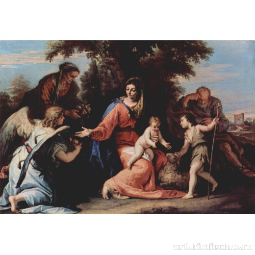 Отдых на пути в Египет с Иоанном Крестителем, св. Елизаветой и ангелом