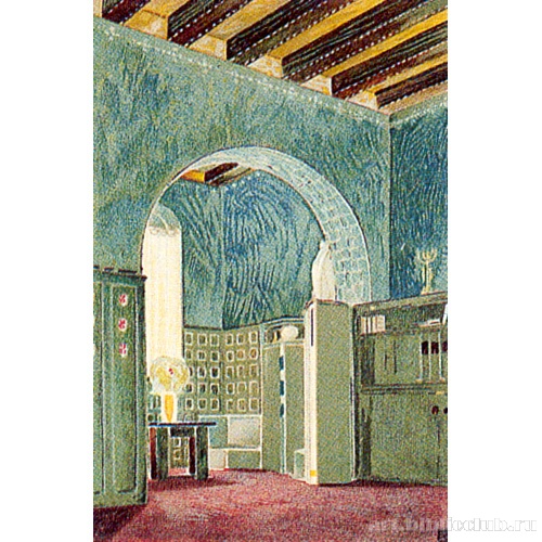 Почтовая карточка из трех домов Ольбриха на Матильденхеэ. Серый дом внутри