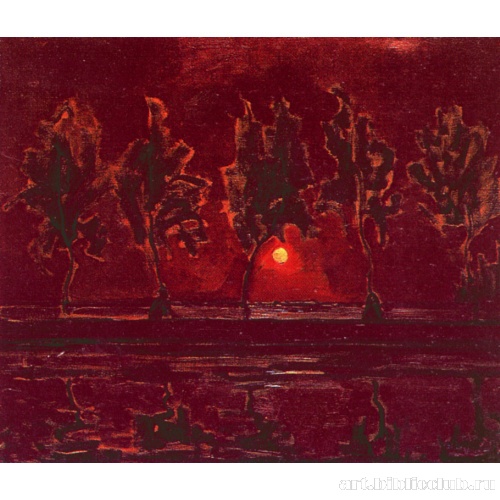 На прогулке: деревья под молодой луной