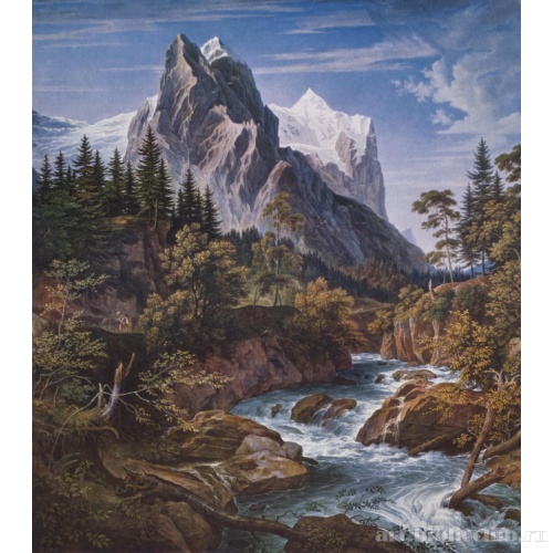 Вид горы Веттерхорн из долины Розенлау