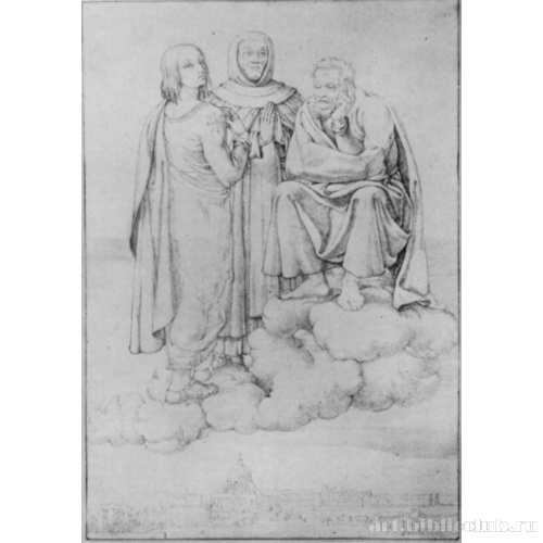 Рафаэль, Фра Анжелико и Микеланджело на облаке над Римом