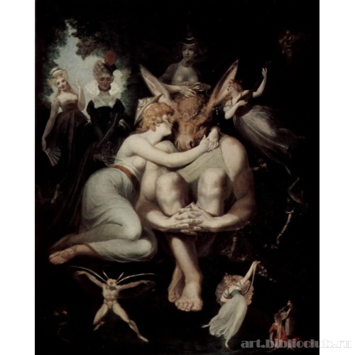 Царица эльфов Титания и ткач Основа с головой осла