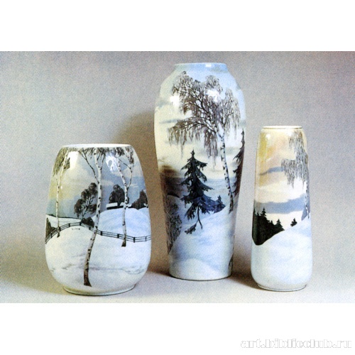 Вазы с зимними пейзажами