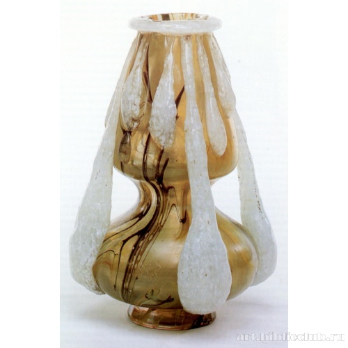 Двудольная ваза из белого стекла с агатином