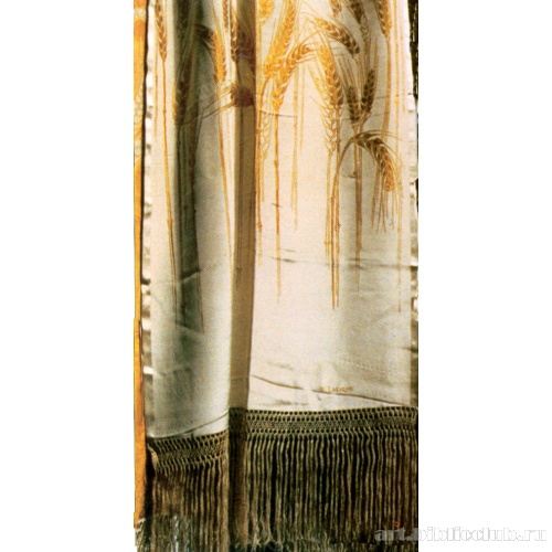 Шелковый шарф с узором из пшеничных колосьев