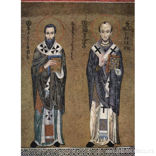 Мозаики из капеллы Палатина в Палермо. Свв. Василий Великий и Иоанн Златоуст