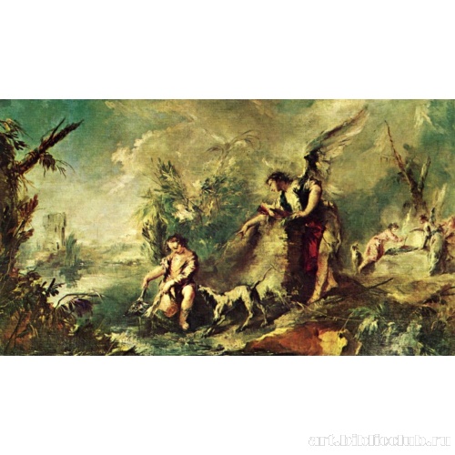 Товия ловит рыбу с Рафаилом