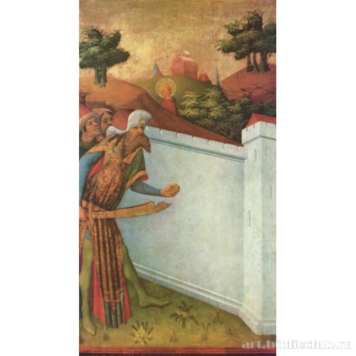 Алтарь св. Барбары, обратная сторона створок; Чудо со стеной