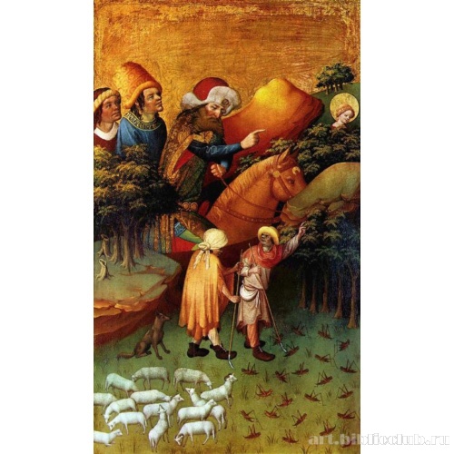 Алтарь св. Барбары, обратная сторона створок; Чудо с саранчой